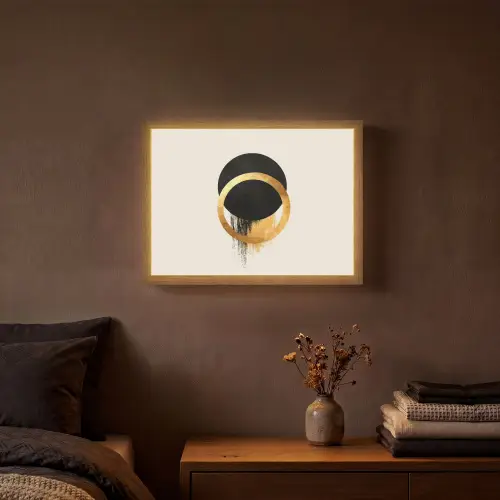 Abstract ontwerp - Zwarte cirkel - Verfvlekken Light Box met batterij (Wandlamp) middel -sfeer4