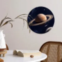 Planeten - Saturnus - Ruimte Wandcirkel kunststof plaat 5mm dik klein -sfeer4