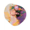 Abstract - Vrouw - Bloemenkroon - Goud Wandcirkel Organisch Plexiglas middel -3d