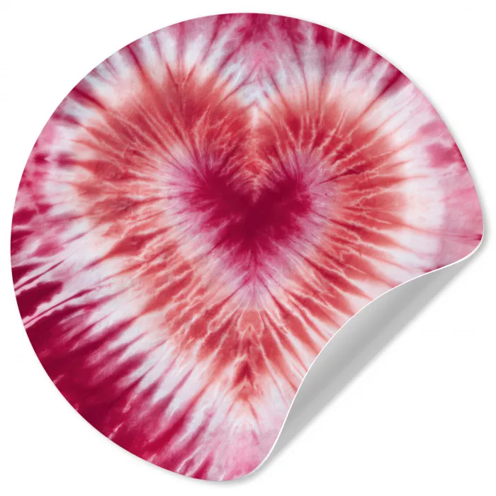 Hartvorm - Roze - Tie dye Wandcirkel behangsticker klein -3d