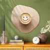 Koffie - Melkschuim - Lach - Beige Wandcirkel Organisch Plexiglas middel -sfeer2