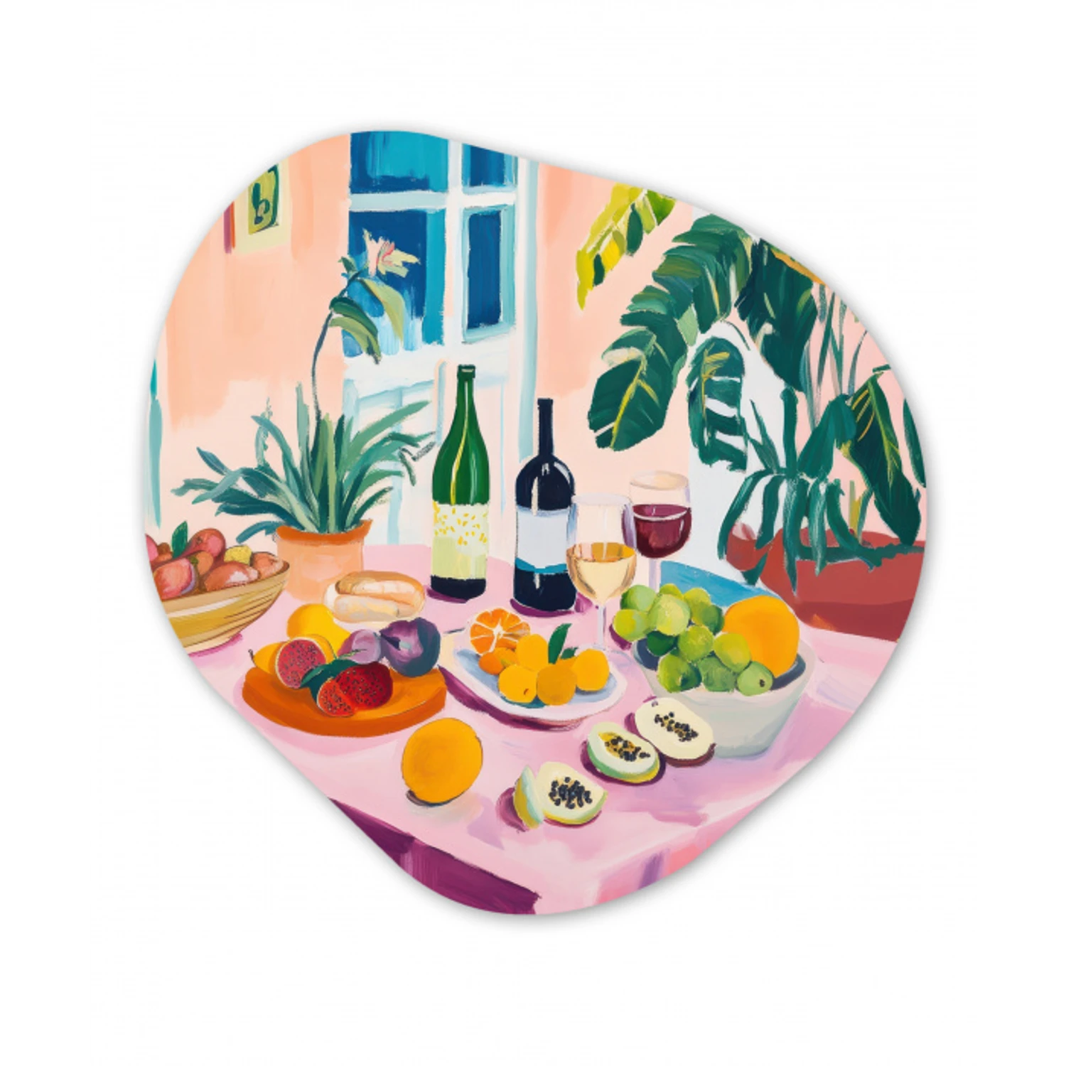 Tafel - Wijn - Fruit Wandcirkel Organisch Forex 3mm klein -3d