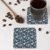 Patroon - Bloemen - Wit - Blauw onderzetter kurk middel 366 -sfeer2