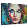 Gezicht - Vrouw - Olieverf - Kleurrijk - Kunst Textielframe zwart klein -3d