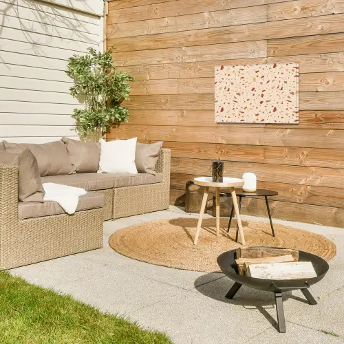 Terrazzo -  Patroon - Kleurrijk - Steen Tuinposter op houten frame 2 cm dik klein 845 -sfeer2