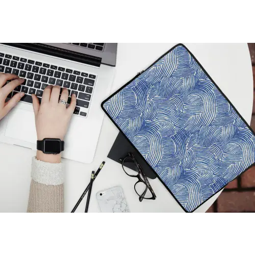 Modern - Abstract - Blauw laptophoes neopreen klein 279 -bureau
