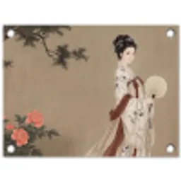 Vrouw - Azië - Kunst - Beige tuinposter los doek klein -3d