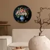 Hout - Vaas - Kleuren - Bloemen Wandcirkel kunststof plaat 5mm dik klein -sfeer1