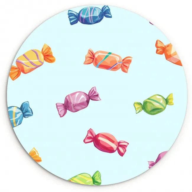 Blauw - Patroon - Snoep KitchenYeah - Keuken - Wandcirkel Forex klein -3d