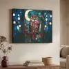 Uil - Mozaïek - Maan - Nacht Textielframe zwart klein -sfeer3