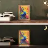 Pauw - Kunst - Schilderij - Pauwenveren Light Box met kabel (Tafellamp) klein -sfeer3
