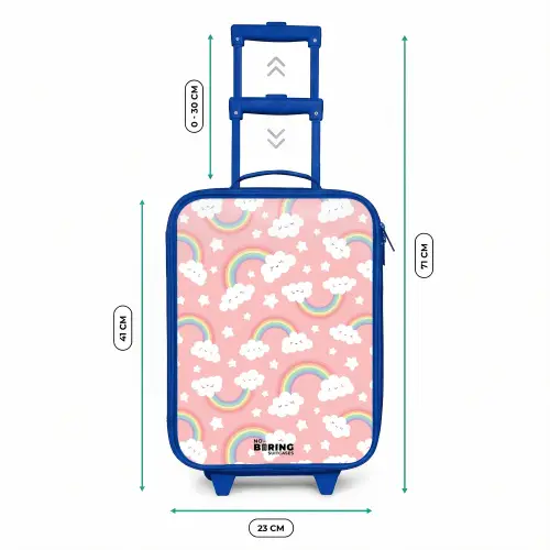 Roze met regenboog patroon Kinderkoffer - Blauw klein -productfoto_formaten