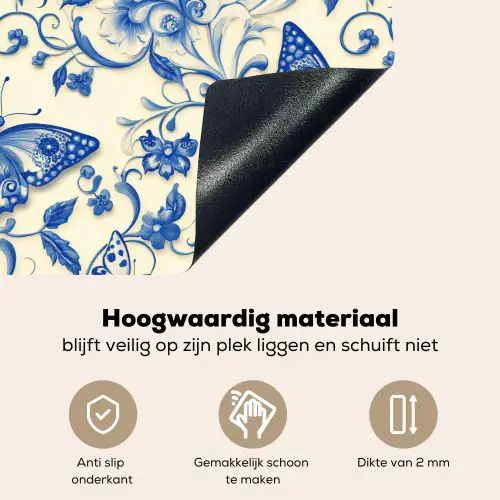 Vlinders - Bloemen - Blauw - Botanisch Inductie beschemer met haakjes klein 777 -ky-onderkant-nl