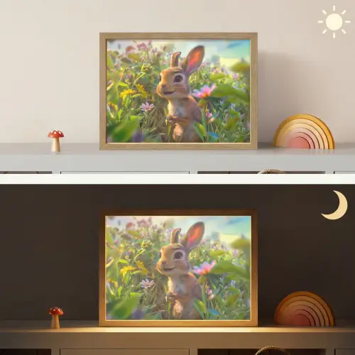 Konijn - Dieren - Natuur Light Box met batterij (Wandlamp kind) middel -sfeer3_kind