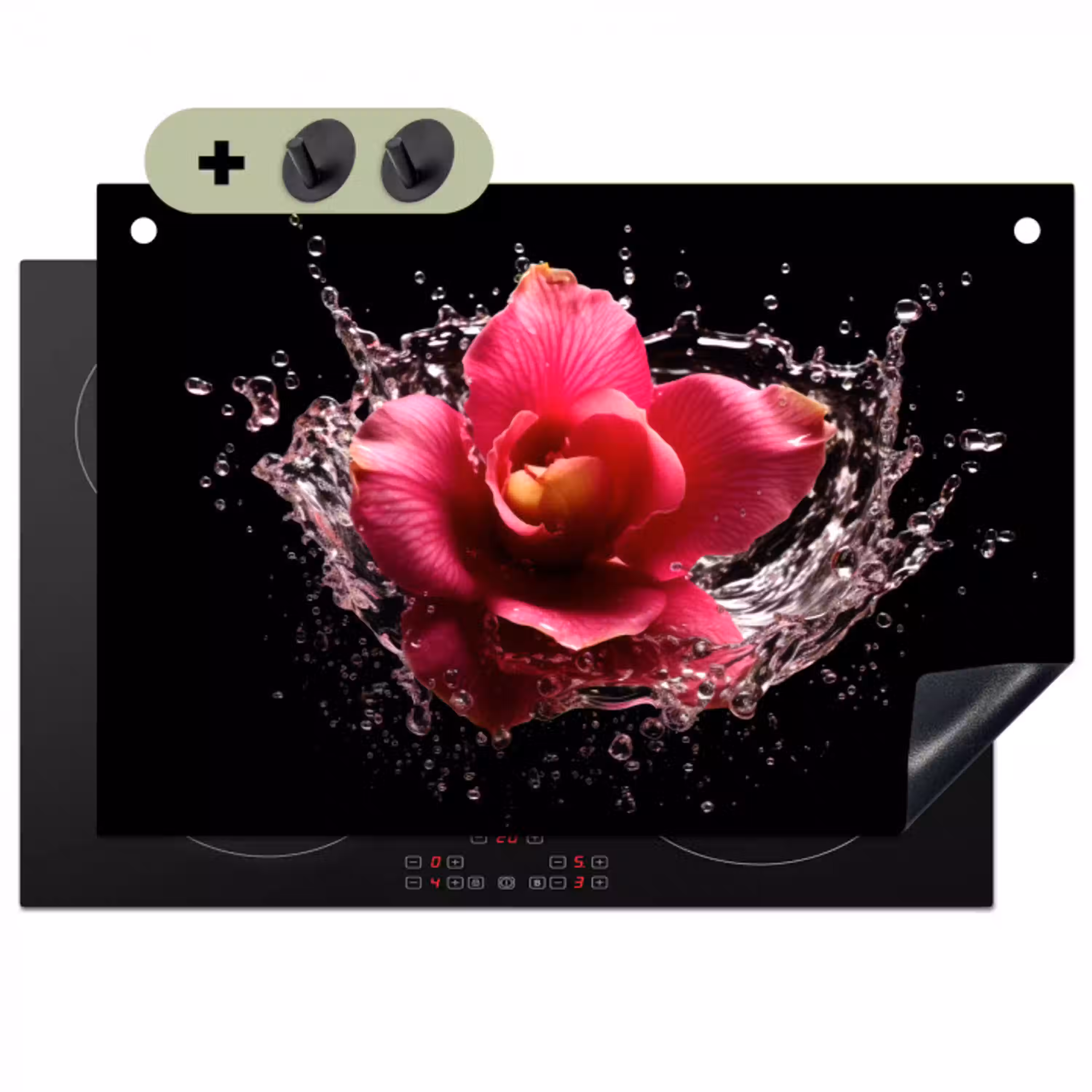 Bloemen - Roze - Water - Zwart - Botanisch - Natuur Inductie beschemer met haakjes klein -3d