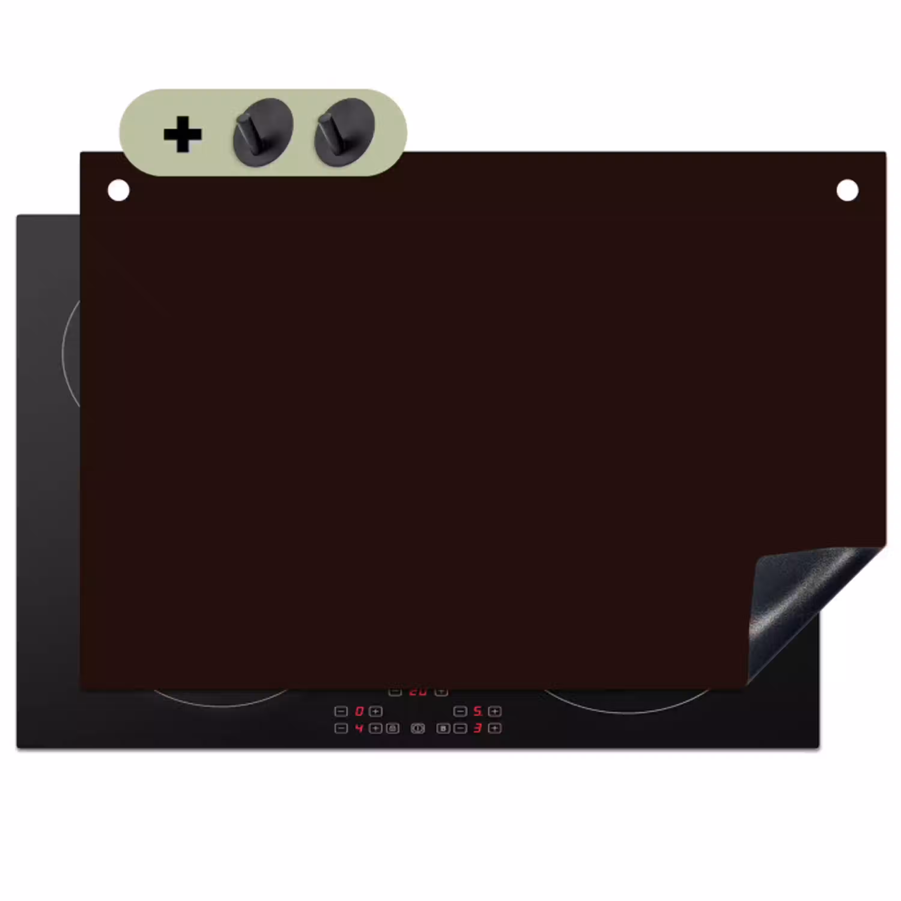 Deep - Obsidian - Bruin Inductie beschemer met haakjes klein 777 -3d