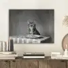 Bengaal - Kat - Tafelkleed - Zwart - Wit - Dier PET vilt klein -sfeer1