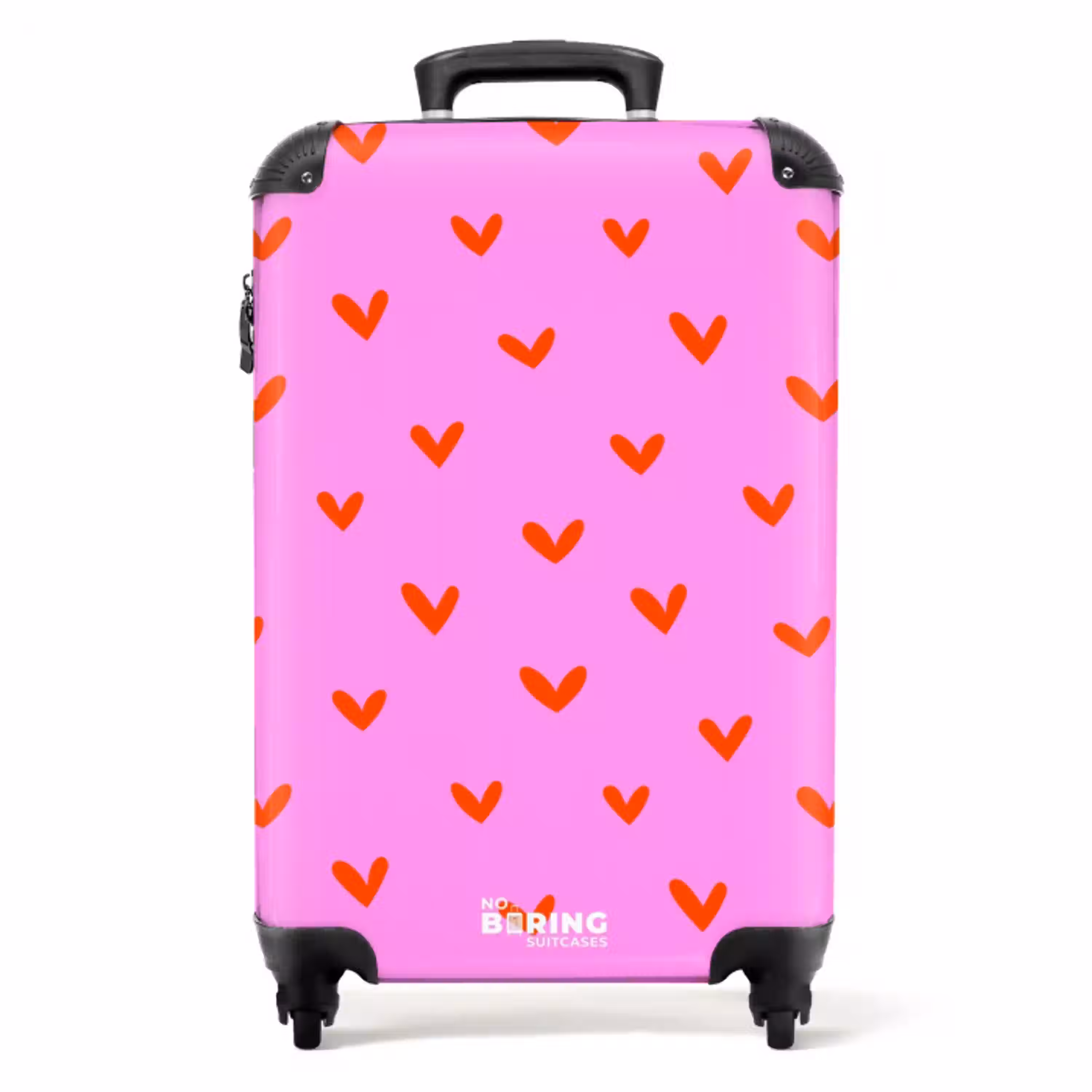 Herhalend hartjespatroon op roze achtergrond NBS - Handbagage koffer - Kinderen Unisex middel -productfoto_recht