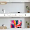 Vormen - Golvend - Abstract - Felroze keuken achterwand spatscherm klein -voor_na_NL