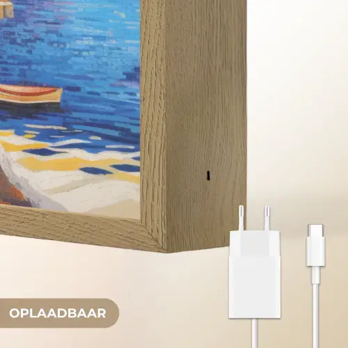 Kustdorp - Huisjes - Mozaïek - Zee Light Box met batterij (Wandlamp) middel -USP_websiteoplaadbaarNL