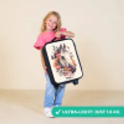 Wit paardenhoofd omringd door bloemen en vlinders Kinderkoffer - Zwart klein -sfeer2_UK