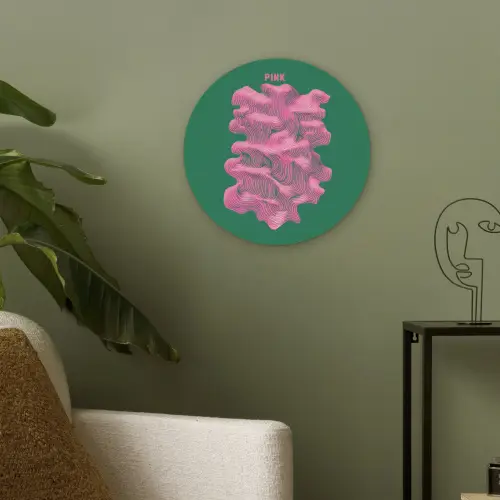 Abstract - Pink - Lijnen - Groen Akoestische PET Vilt - Rond klein -sfeer2