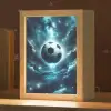 Voetbal - Galaxy - Ruimte - Sport - Blauw Light Box met kabel klein -zzz_3d_website