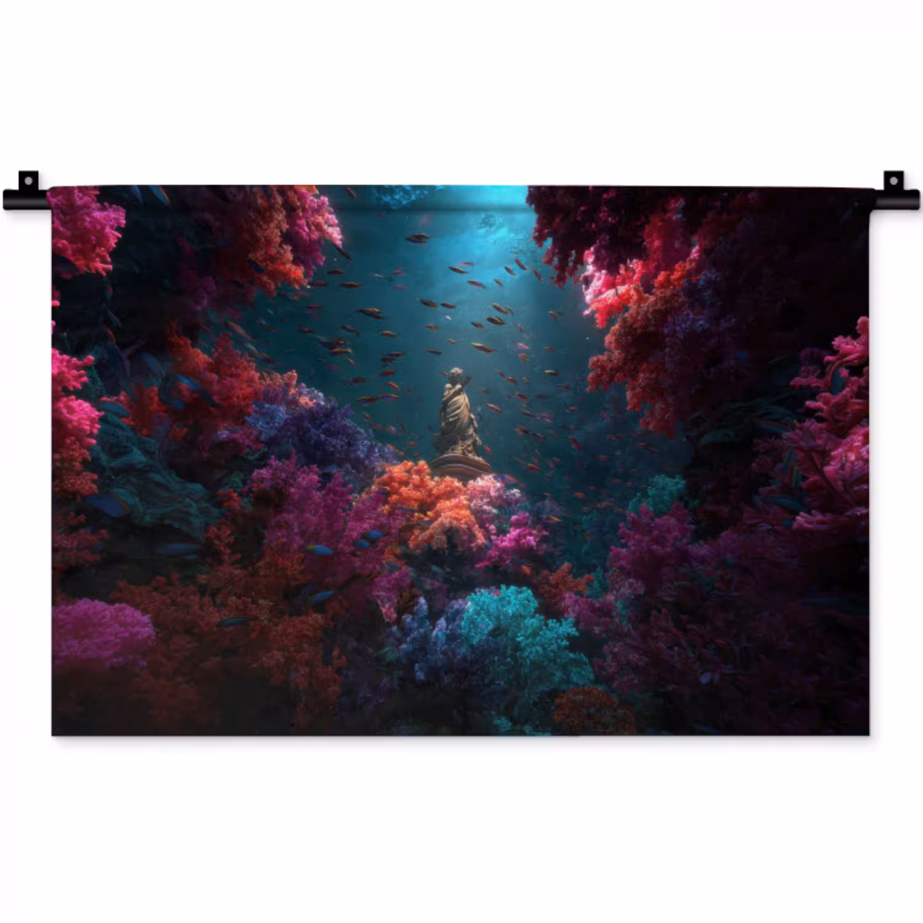 Standbeeld - Zeebodem - Koraal - Kleurrijk Wandkleed katoen klein -zz3d