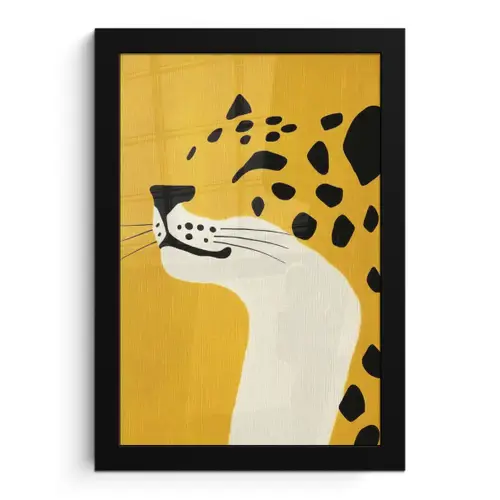 Cheetah - Illustratie - Geel fotolijst zwart zonder passe partout klein -3d