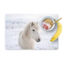 Paard - Kop - Winter - Dieren - Wit Placemat vinyl groot -zzzproduct_Kitchenyeah-website
