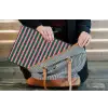 Verticale strepen - Groen - Roze laptophoes neopreen klein 279 -tas
