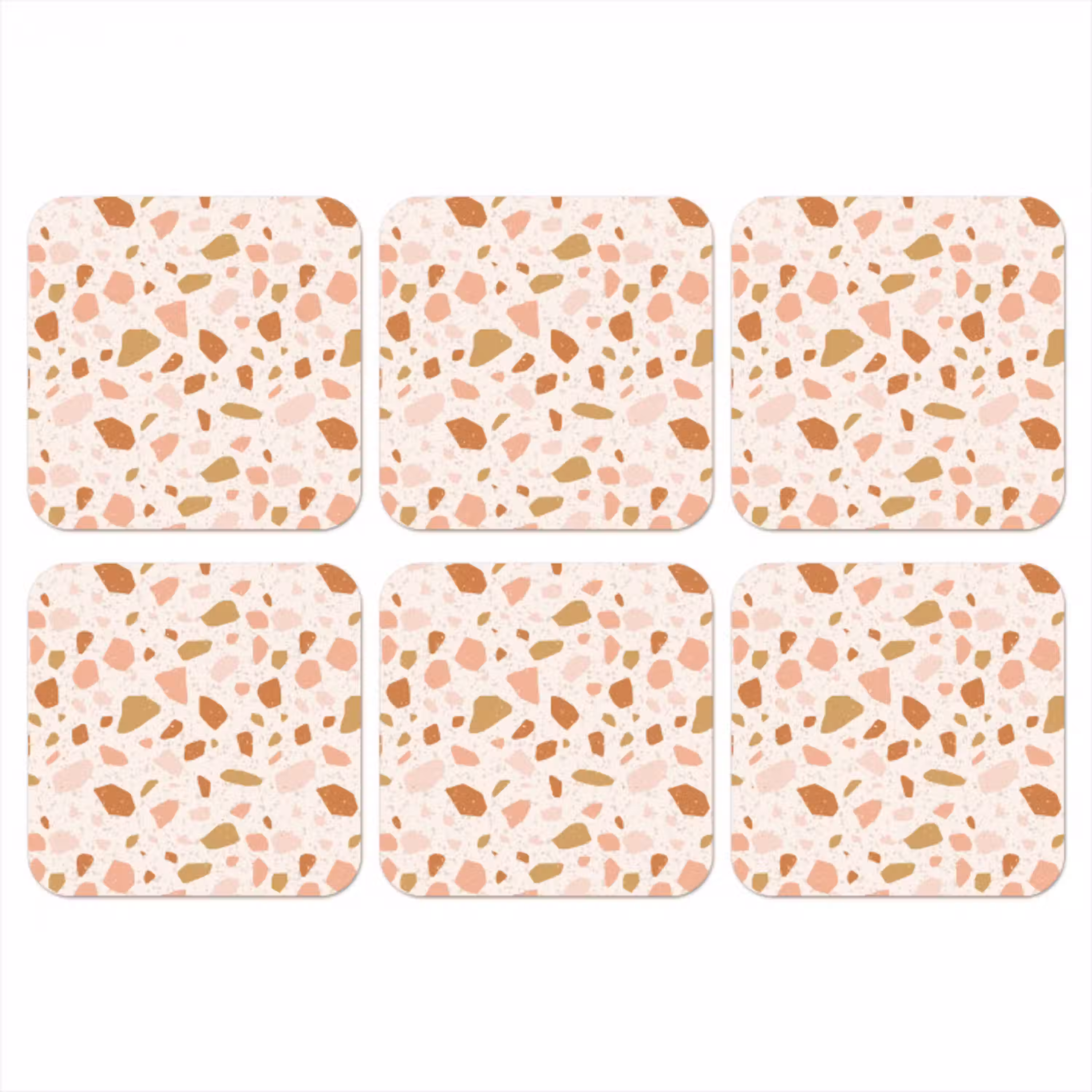 Terrazzo -  Patroon - Kleurrijk - Zalm onderzetter kurk middel 366 -3d