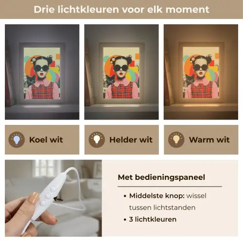 Meisje - Zonnebril - Kat - Retro Light Box met kabel (Tafellamp) klein -USP_lichtkleurNL