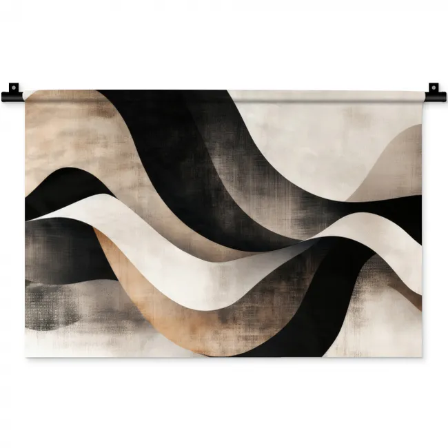 Wandkleed - Abstract - Golven - Zwart - Verweerd