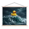 Storm - Badeend - Golven textielposter latten blank klein -3d