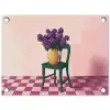 Stoel - Vaas - Bloemen - Geblokt tuinposter los doek klein -3d