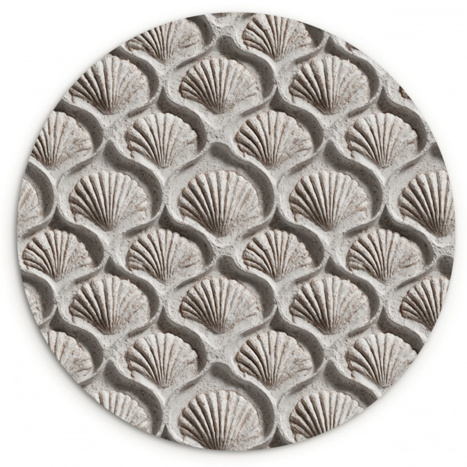 Zand - Schelpenvorm - Grijs Wandcirkel kunststof plaat 5mm dik klein 188 -3d