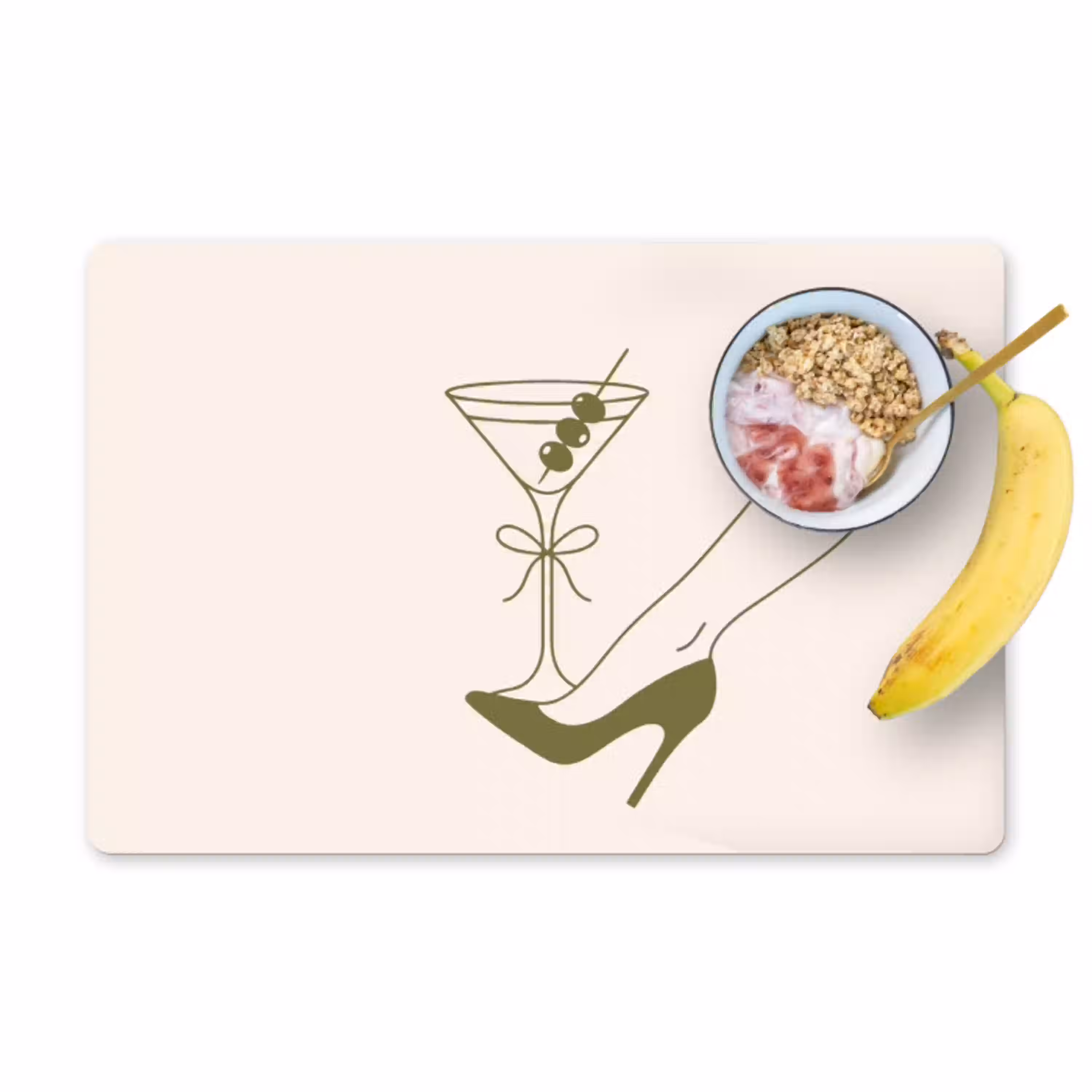 Drank - Martini - Hoge hak - Mode - Groen Placemat vinyl groot -zzzproduct_Kitchenyeah-website