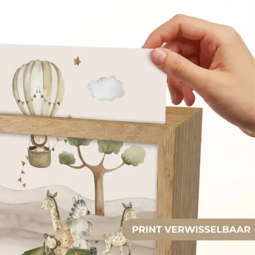 Wilde dieren - Safari - Watercolor - Luchtballon Light Box met kabel (Kinderlampje) klein -USP_websiteprintNL