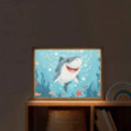 Haai - Vissen - Blauw - Onderwater Light Box met batterij (Wandlamp kind) middel -sfeer1_kind
