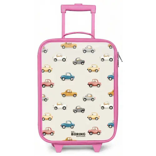 Kleurrijke retro autootjes Kinderkoffer - Roze klein -zz3dotto