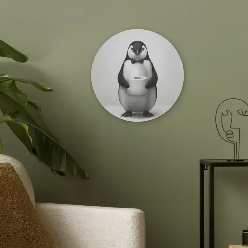 Pinguïn - WC rol - Wit Akoestische PET Vilt - Rond klein -sfeer2