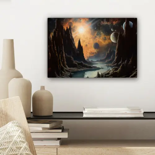 Gebergte - Rafijn - Rivier - Planeten canvas 2cm klein -sfeer6