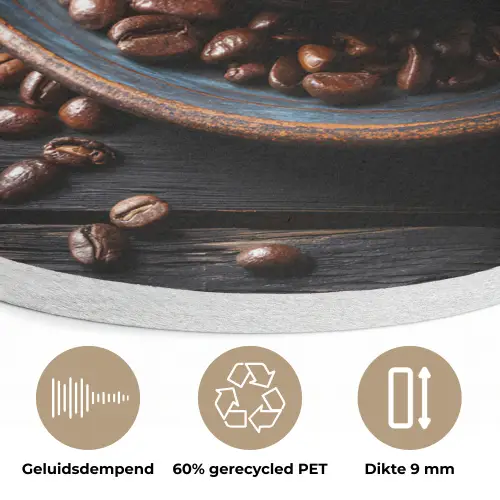 Kop - Koffie - Hout - Bonen Akoestische PET Vilt - Rond klein -closeup_NL