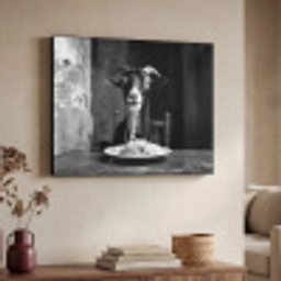 Geit - Bord - Spaghetti - Zwart Wit Textielframe zwart klein -sfeer3