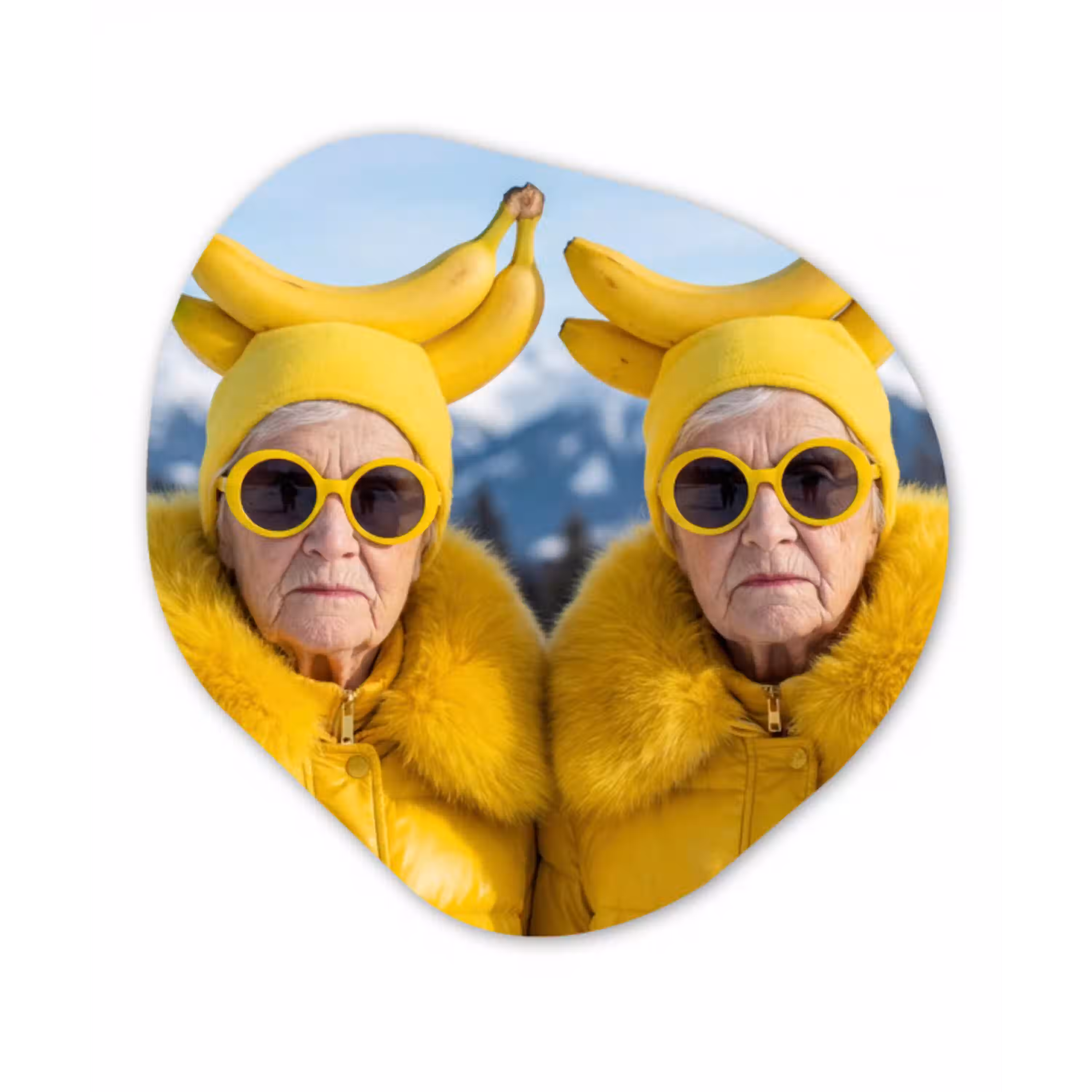 Vrouwen - Bananen - Geel Wandcirkel Organisch Aluminium middel -3d