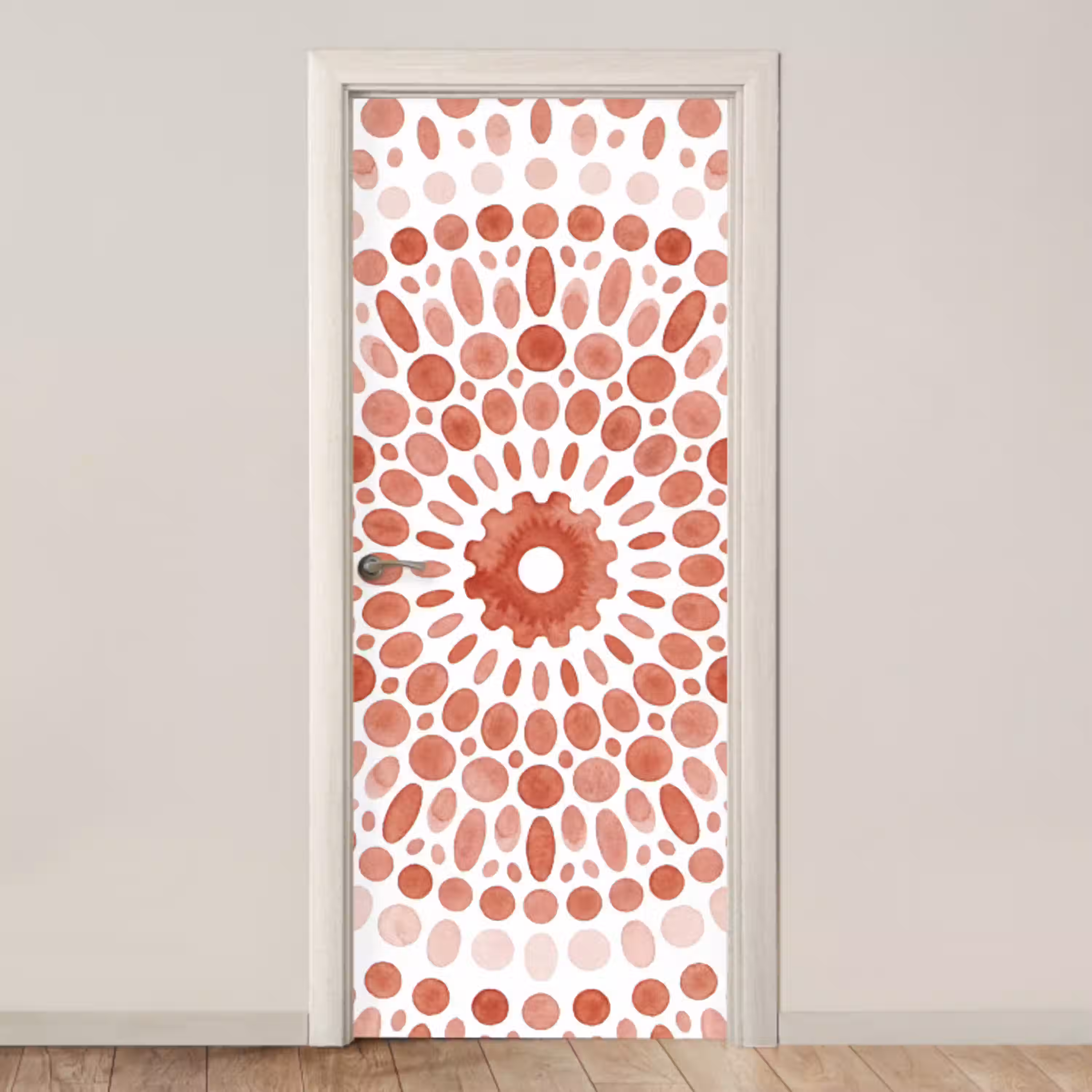 Patroon - Cirkels - Abstract - Modern - Rood deurposter klein -3d_beige