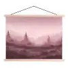 Landschap - Mistig - Roze textielposter latten blank klein -3d