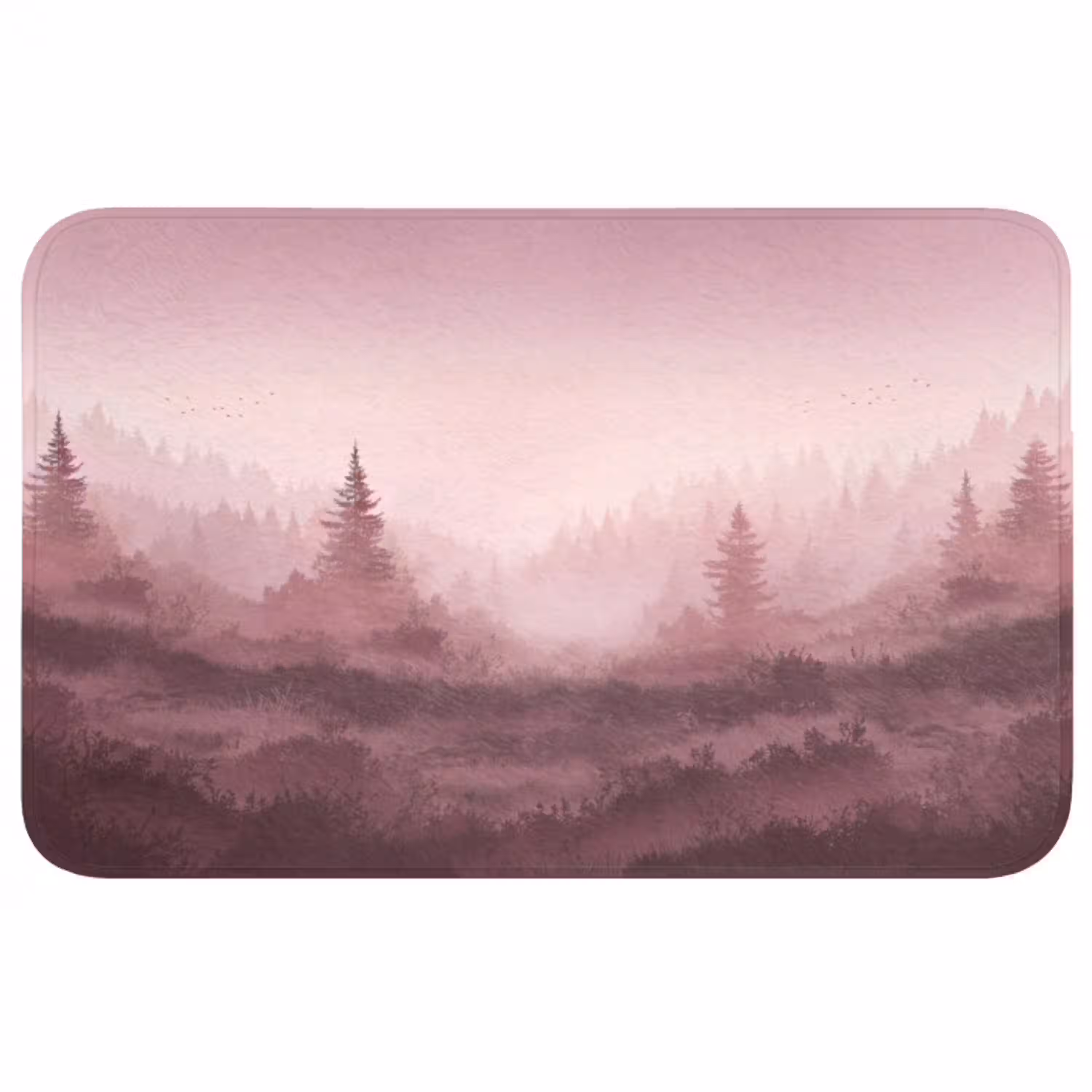 Landschap - Mistig - Roze WCmat middel -3d