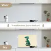 Dinosaurus - Turquoise - Stekels keuken achterwand spatscherm klein -voor_na_NL